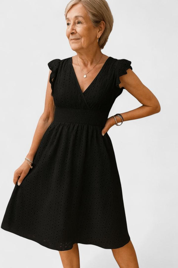 Graça | Vestido Midi Franzido Preto