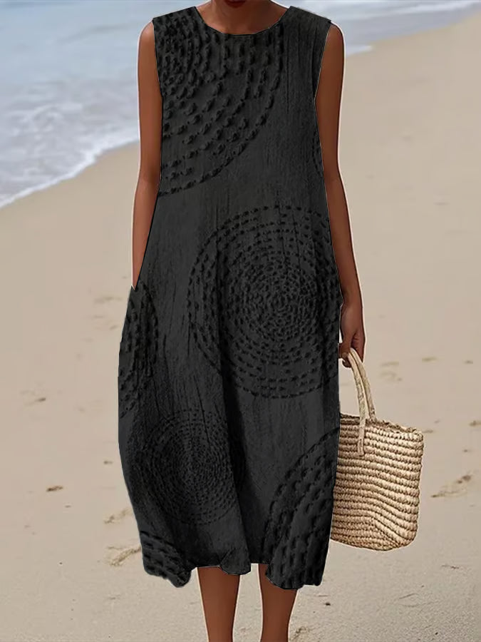 Ana - Vestido Maxi Sem Mangas Texturizado
