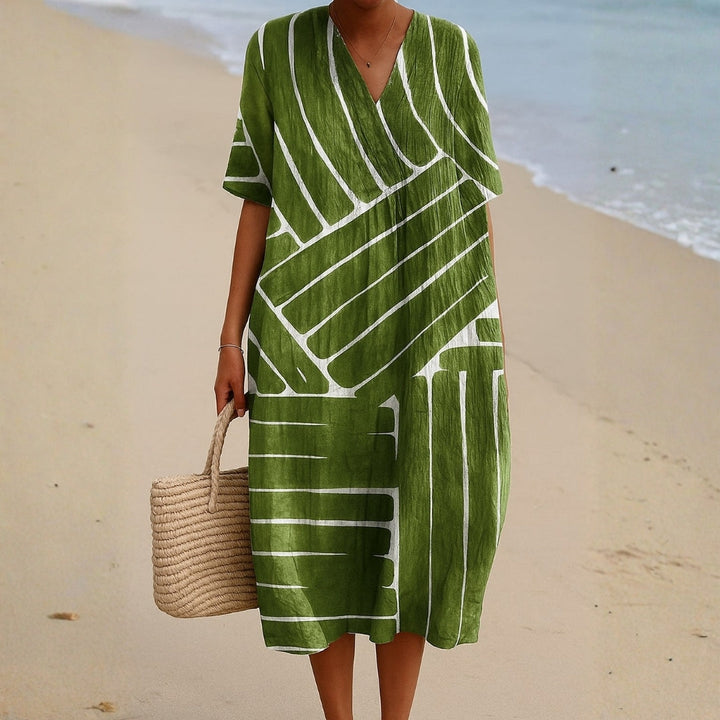 Eira - Vestido Verde com Padrão Geométrico