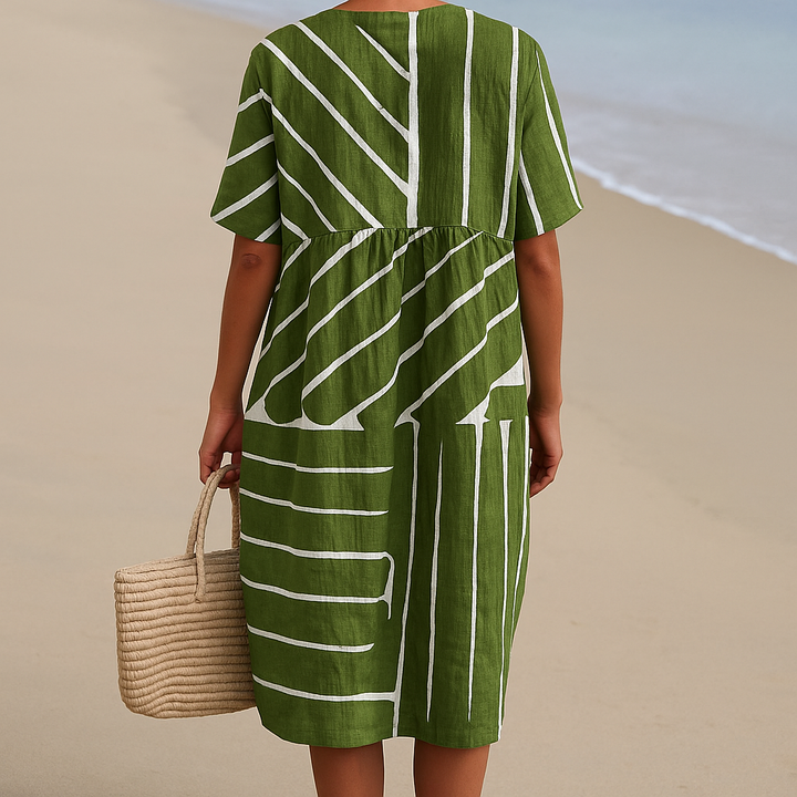 Eira - Vestido Verde com Padrão Geométrico