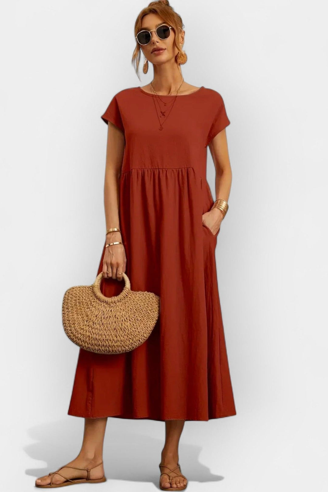 Eduarda | Vestido de Algodão Leve Vermelho