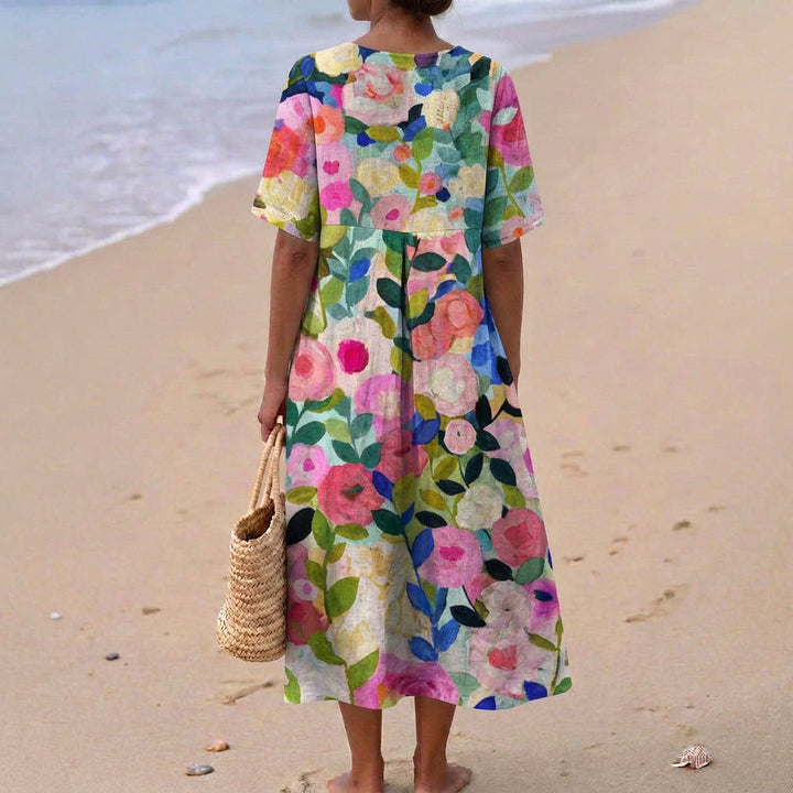 Paula - Vestido Floral em Aquarela