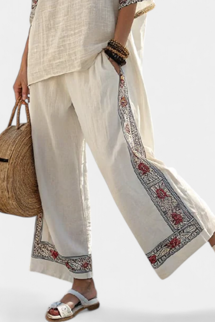 Tiziana – blusa bordada essencial e calças largas